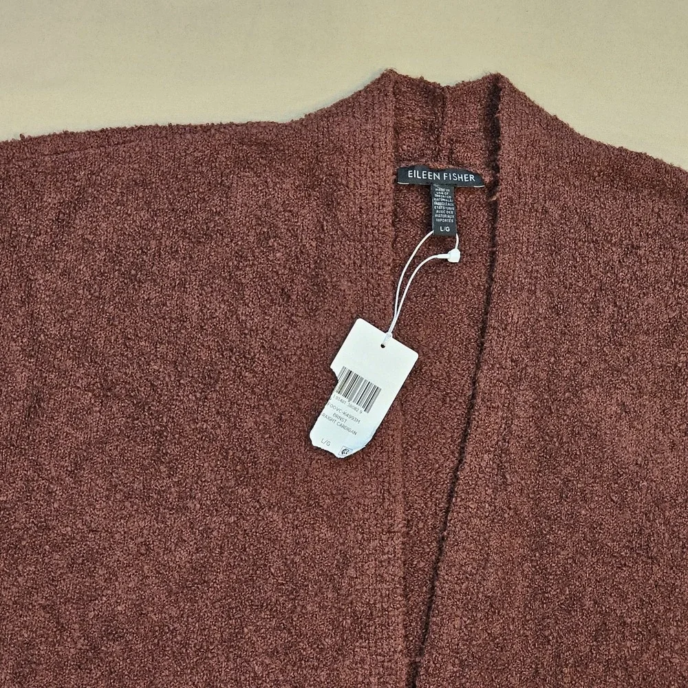 NWT Eileen Fisher Organic Cotton Womens Open Front‎ Cardigan Made In USA Large